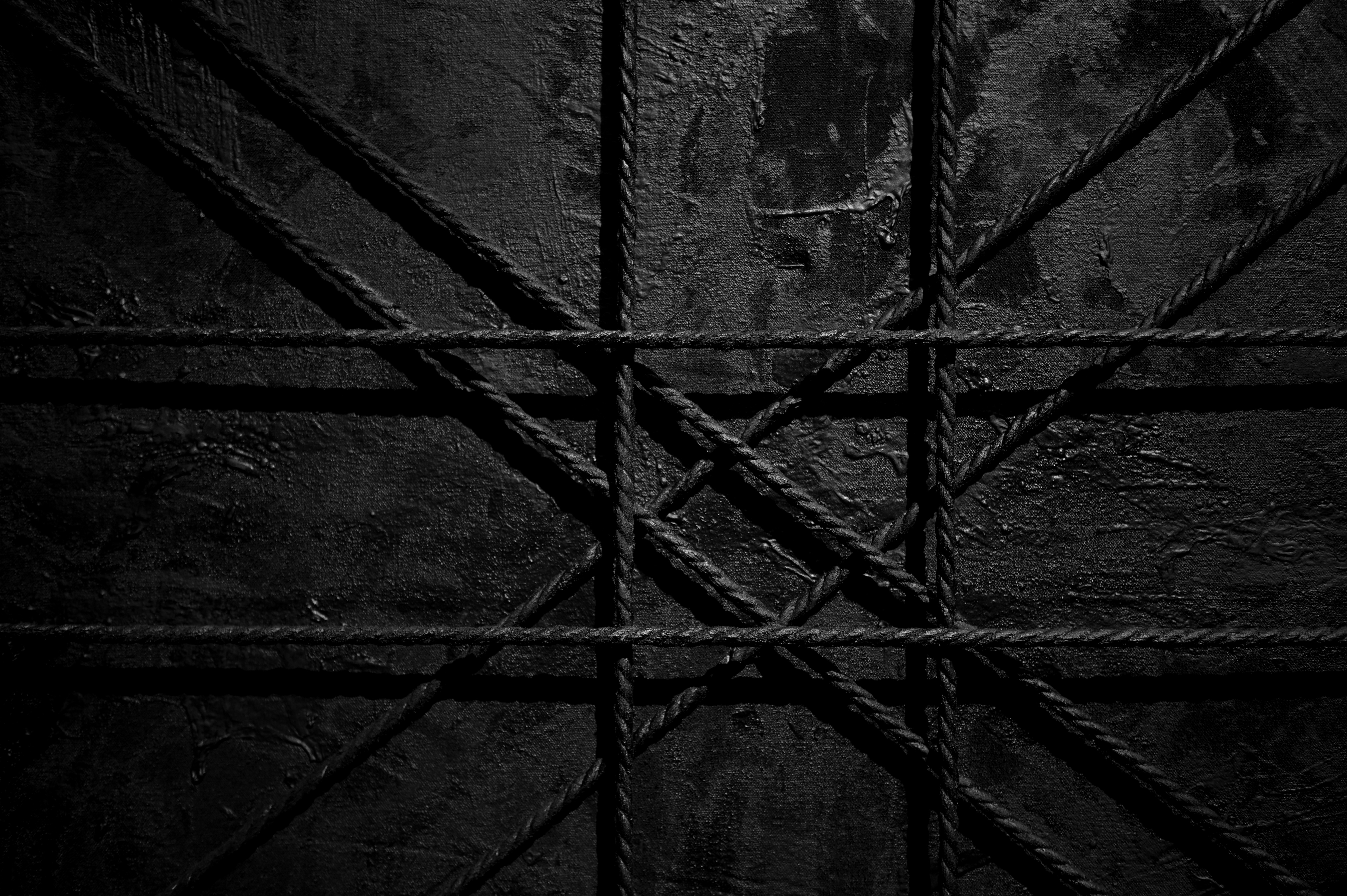 Black Union Jack (2025), Rope on canvas, 150 x 120 cm detail 2