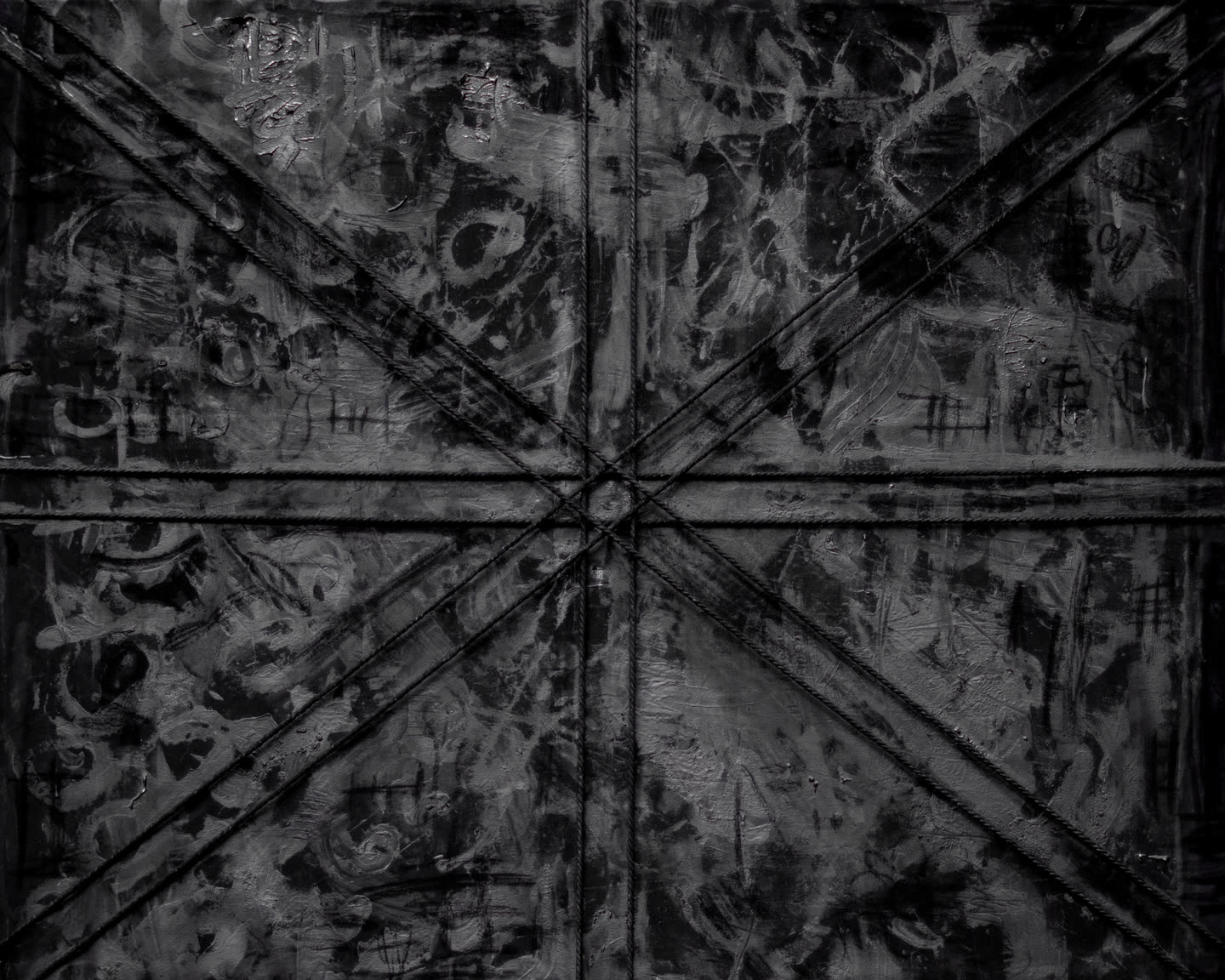 Black Union Jack (2025), Rope on canvas, 150 x 120 cm
