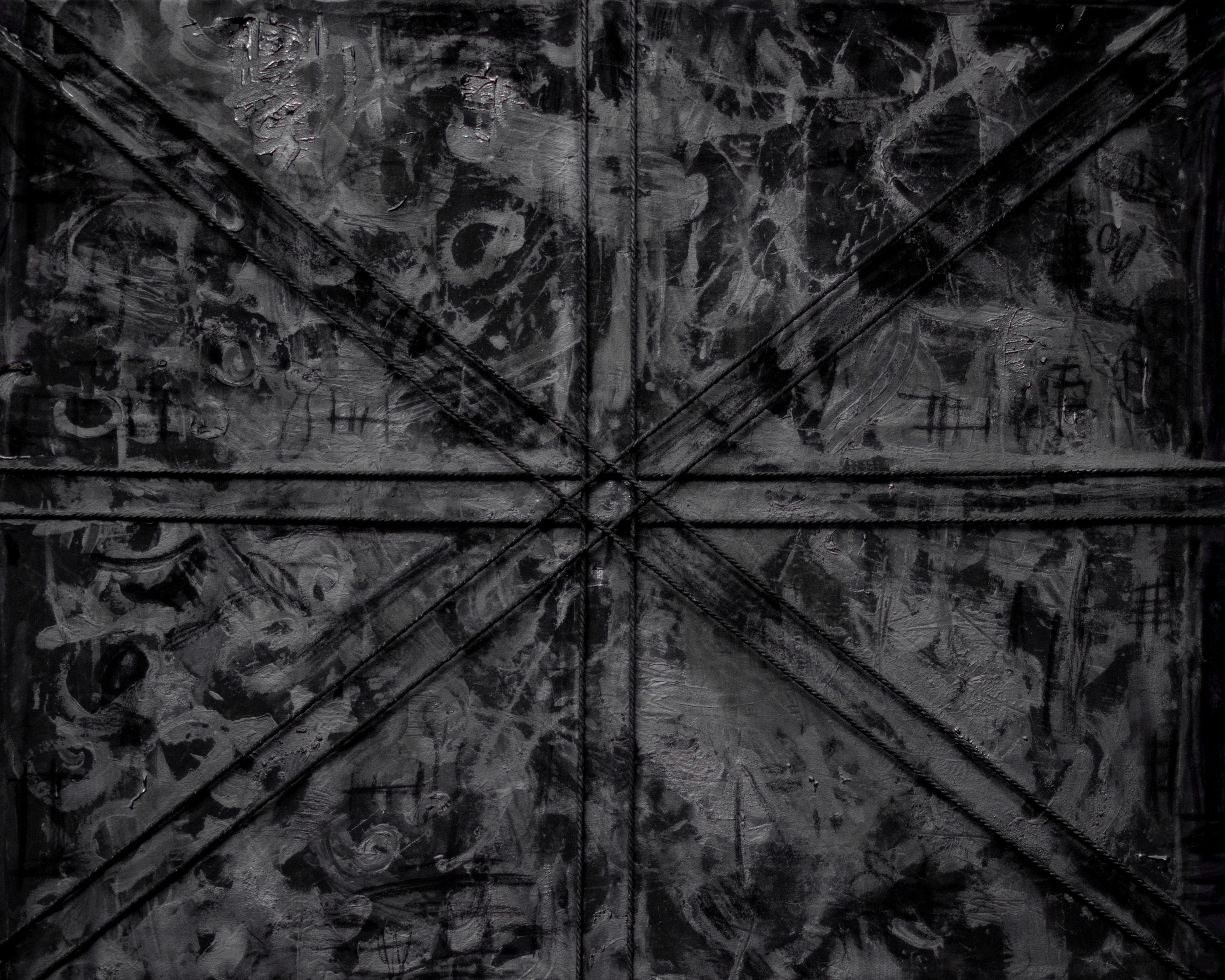 Black Union Jack (2025), Rope on canvas, 150 x 120 cm